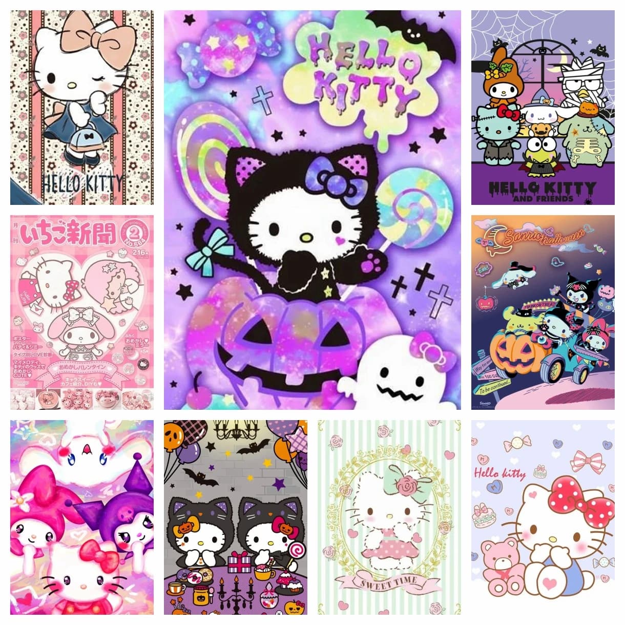 Hello Kitty Halloween Kit di pittura diamante carino Photo Art 5D fai da te trapani completi mosaico punto croce ricamo decorazioni per la casa regalo