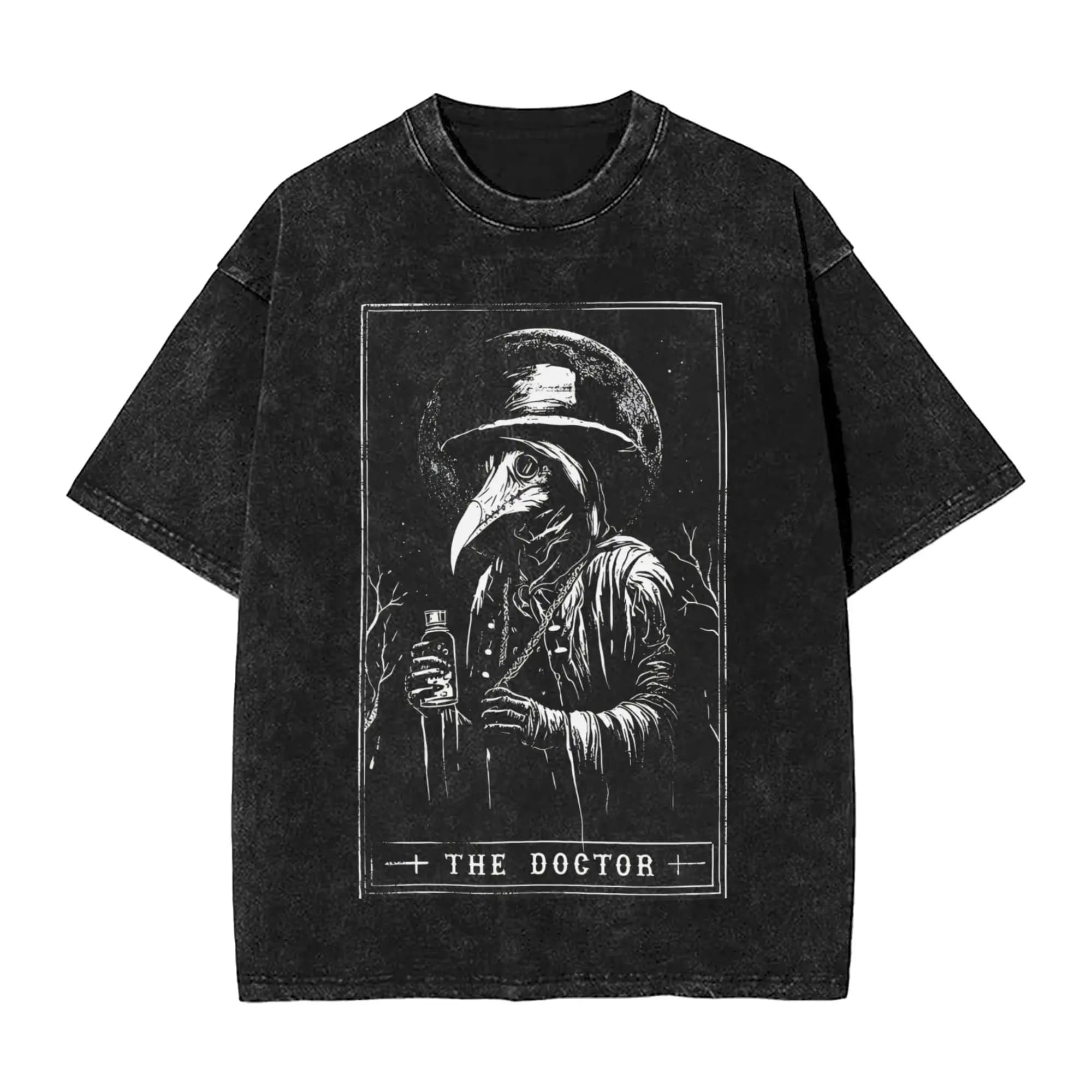 T-shirt da uomo con carta dei tarocchi del medico della peste T-shirt divertente in cotone O collo T-shirt a maniche corte Abbigliamento classico