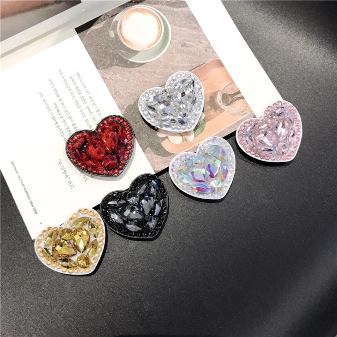 Pack Diamond Heart Snape Phone Socket Universal Expansion Bracket Finger Ring Phone Holder for Smartphone Holder Ejection Socket