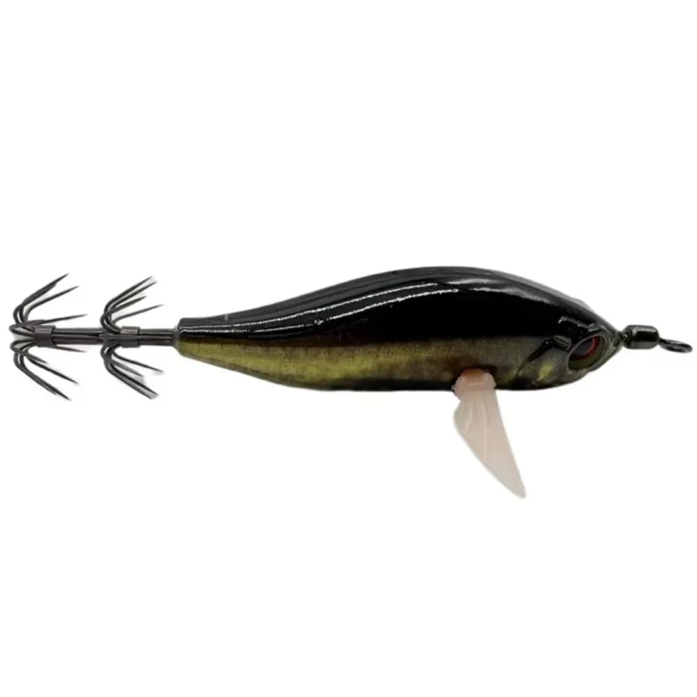 Hook 80mm Cuttlefish Squid Lure Horizontal Glow Wood Shrimp Lure Hard Bait Squid Jig Sea Fishing