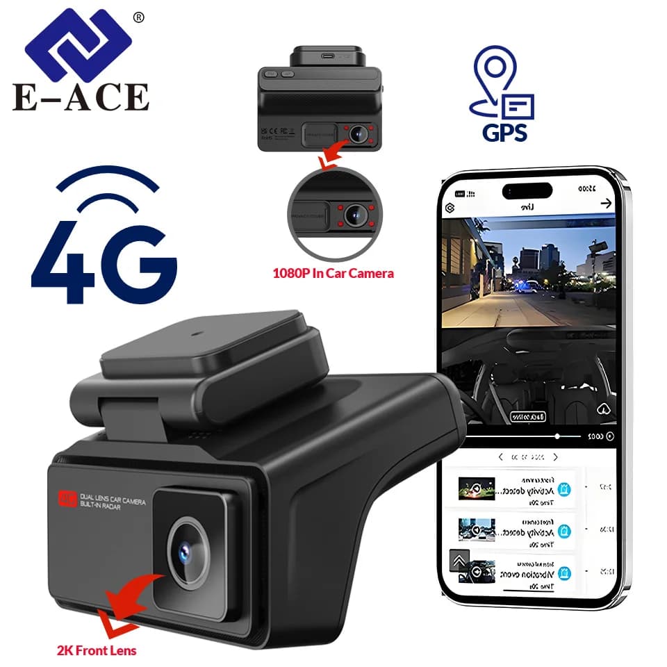 Telecamera per Auto 4G con Streaming Live, Videocamere 2K e 1080P, Tracciamento GPS, Allarmi, Archiviazione Cloud, Monitoraggio Video in Tempo Reale 24H su Telefono