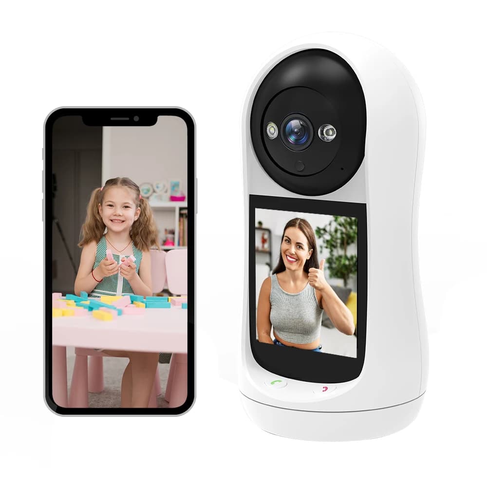 Telecamera IP Wifi PTZ da 3 MP. Videochiamata Schermo IPS da 2,8 pollici. Rilevazione di casti del bambino. Telecamera di sicurezza. Monitor.BAB285