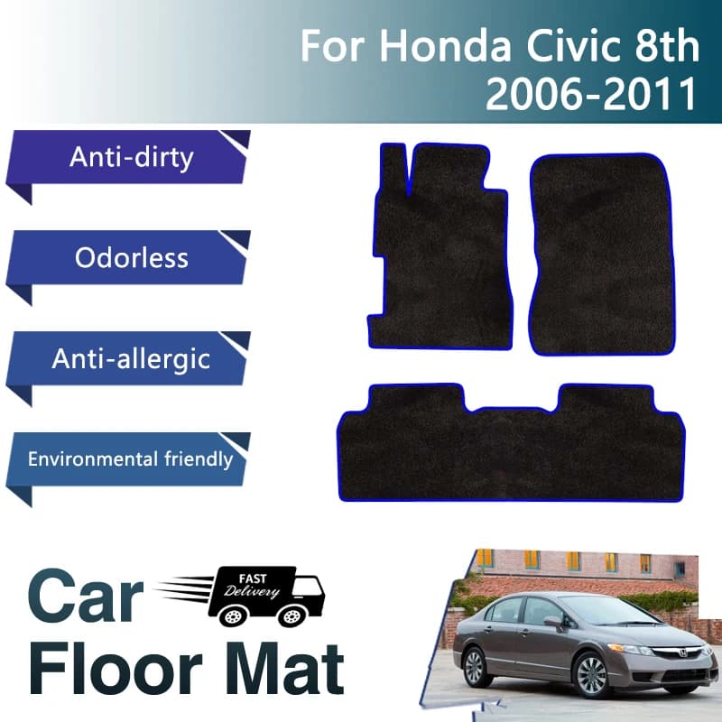 Luxury Car Car Mats for Honda Civic 8th Gen FA FD 2006 ~ 2011 Dirty Resistant Bearings Floor Mats Tapetes Carro Car Accessories