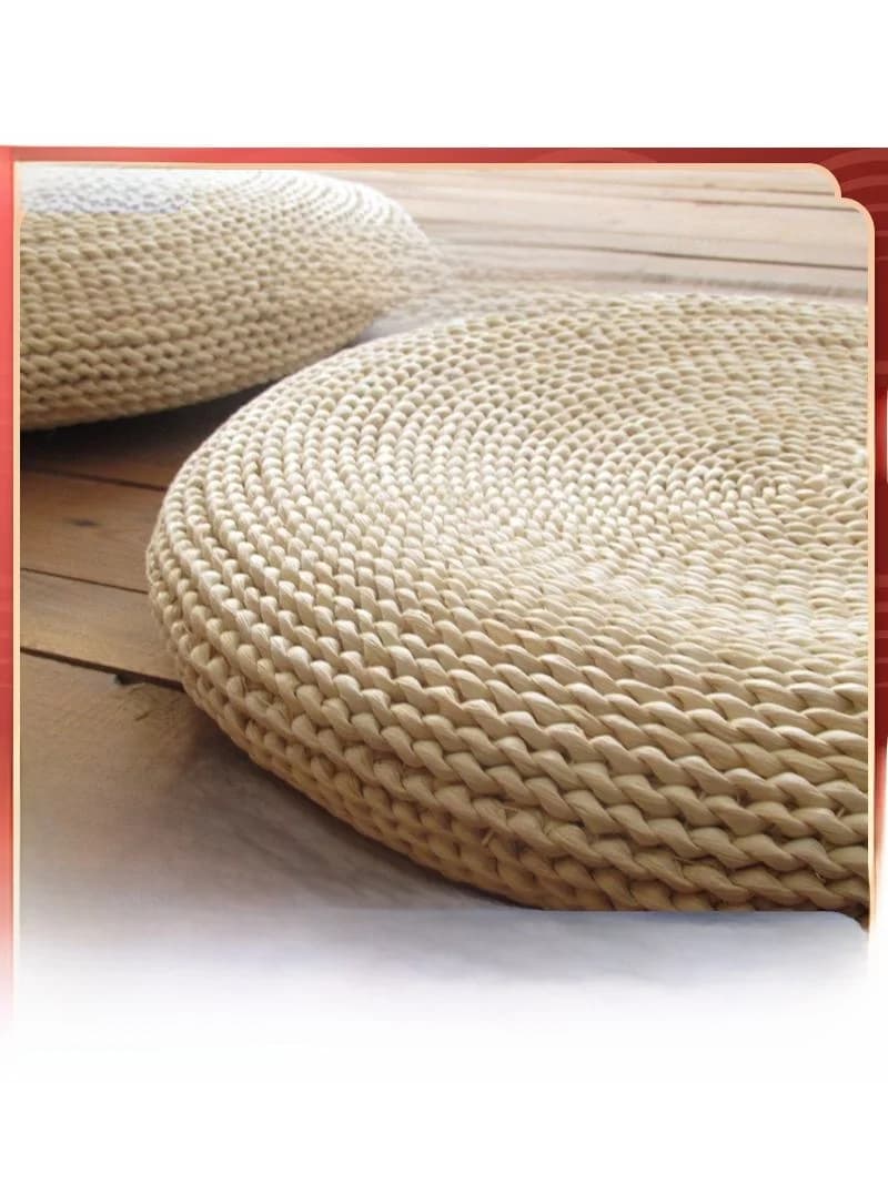 Cushion by Yoga Artisans in Braided Corn Leaves, Rustic Style, Customizable, Summer Collection, with Cute Animal Reason