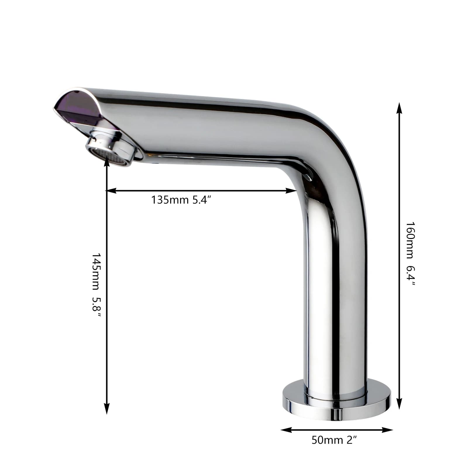 Rubinetto Induttivo Cromato per Lavabo, Miscelatore Intelligente Senza Contatto per Bagno, Montaggio a Pavimento, Sensore Touchless, Acqua Calda e Fredda