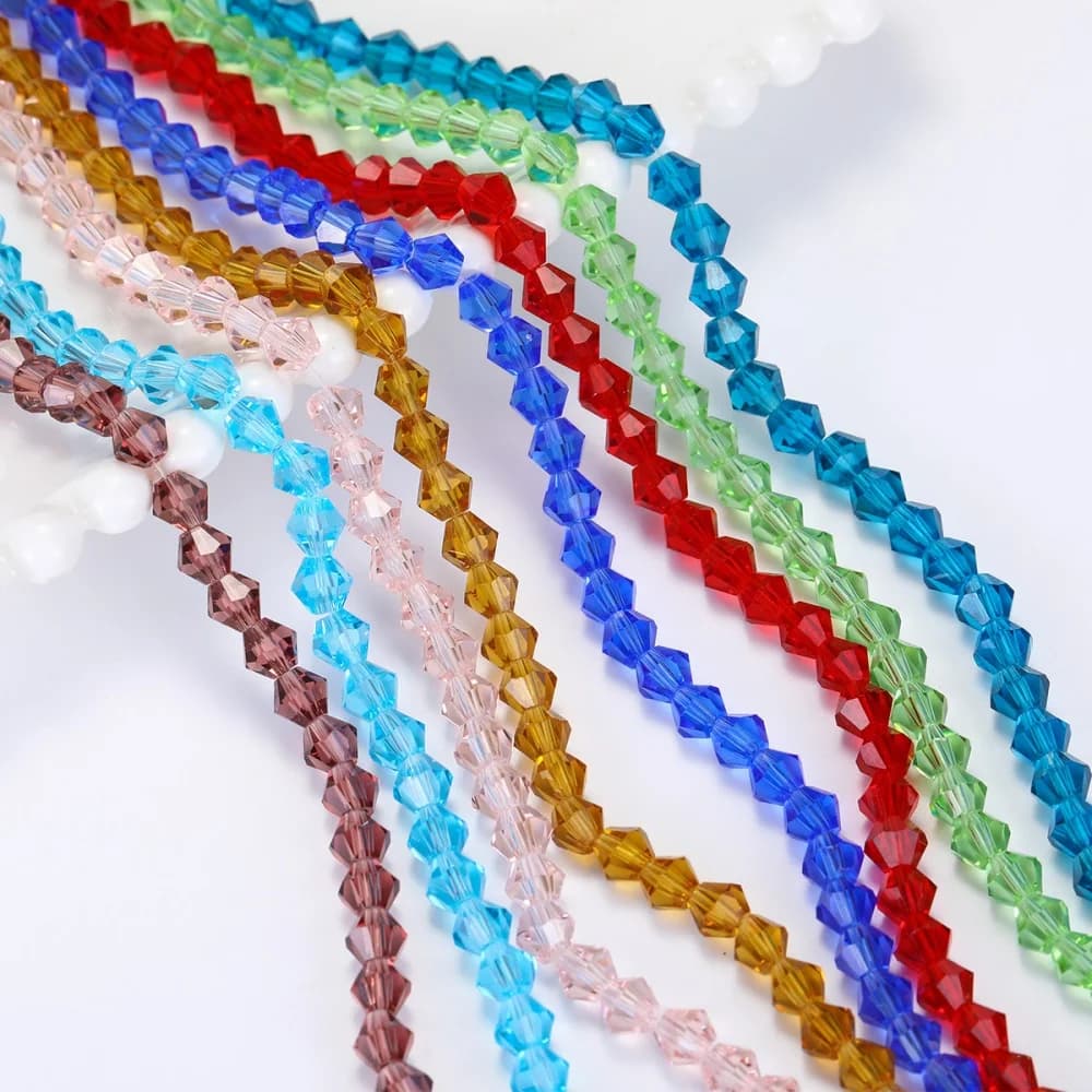 200PCS 4MM Two tone Sparkling Glass Bead Diamond Crystal Loose Spaced Bead Bracelet Earrings Jewelry Making Accessories