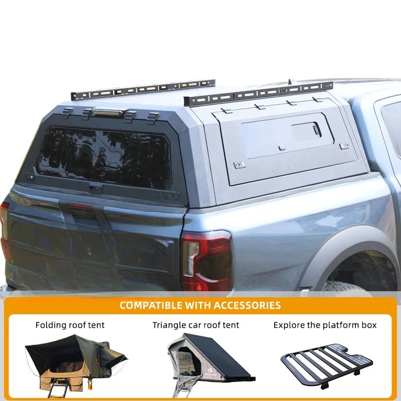 High Quality Stainless Steel Hardtop Pickup Bed Cover With Roof Rack Camping Canopy Fit Tacoma Hilux Car Tent Type Accessories