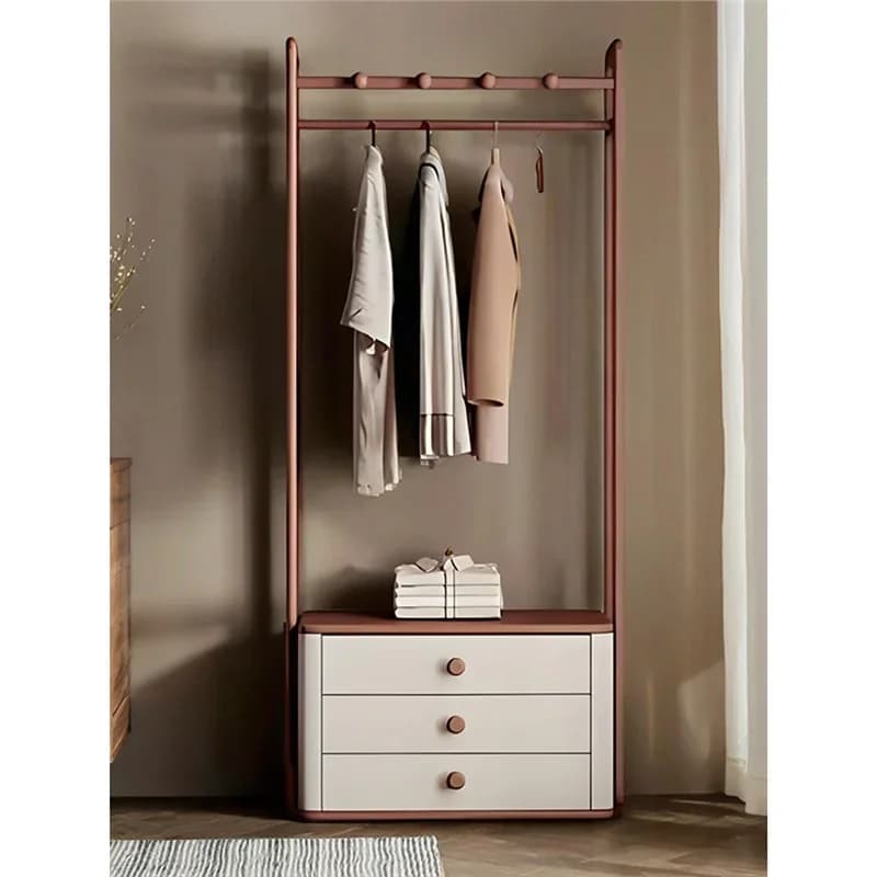 New all-solid wood hanger floor-to-ceiling home bedroom room bedside seated coat rack vertical clothes rack