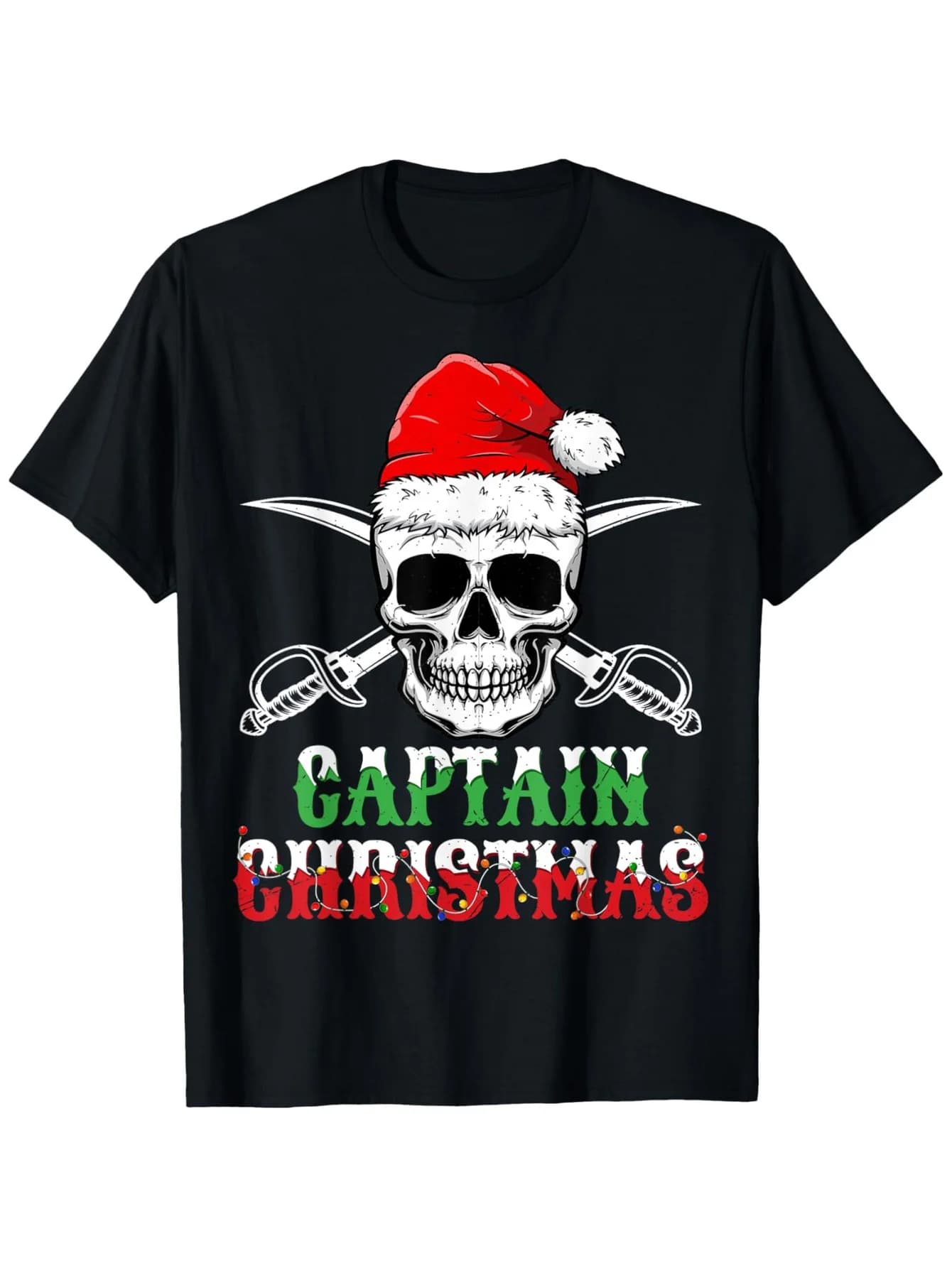 T-shirt scheletro di Babbo Natale pirata - Cotone S-3XL, Capitano Natale, divertente maglietta regalo di Natale