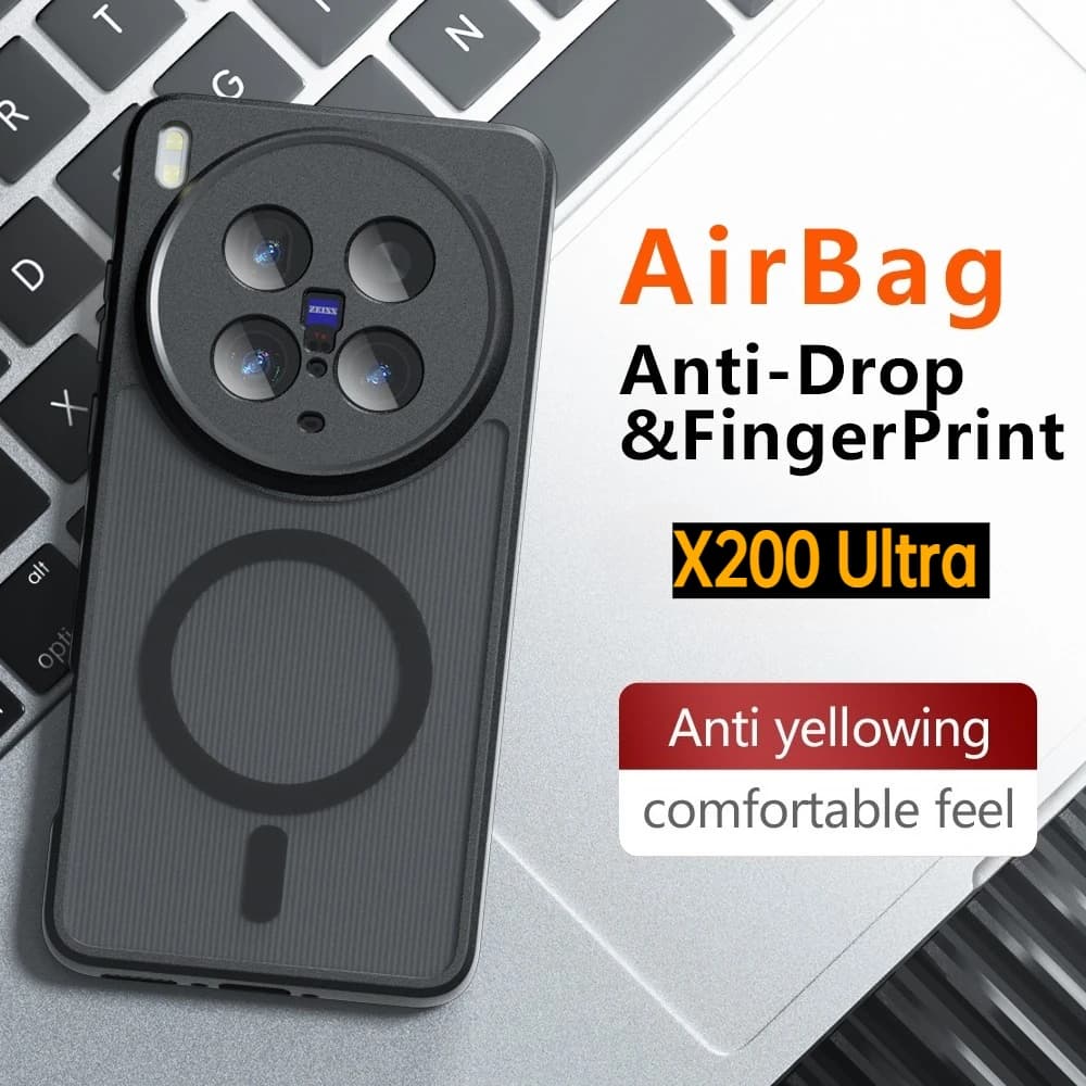 X200Ultra for Magsafe Shockproof Matte Case for VIVO X200 Ultra Wireless Charging Magnetic Hard Bumper Cover Shell V2454A