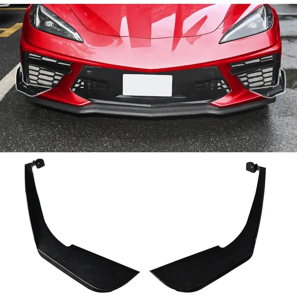 2 Pezzi Alette Laterali Nere per Paraurti Anteriore, Diffusore in Plastica ABS, Spoiler a Pinna di Squalo, Kit Carrozzeria per C