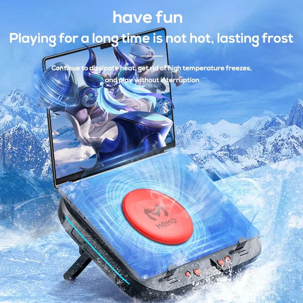 Laptop Cooler Pad FL08 Strong Air Cooling Stand Base Bracket Pad Powerful Fan Pressure Gaming Laptop Cooler & 12V Power Supply