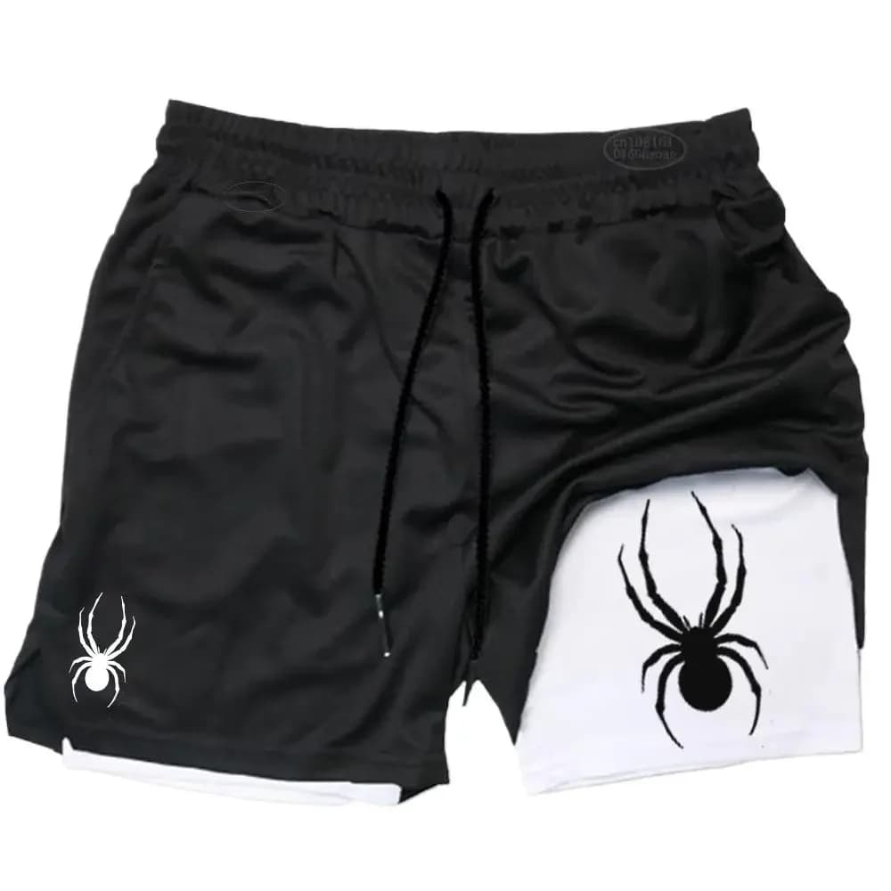 Nuovi pantaloncini sportivi Spider-Man per l'estate alla moda, ideali per palestra, corsa, jogging, abbigliamento sportivo casual, fitness, pantaloncini a doppio strato.