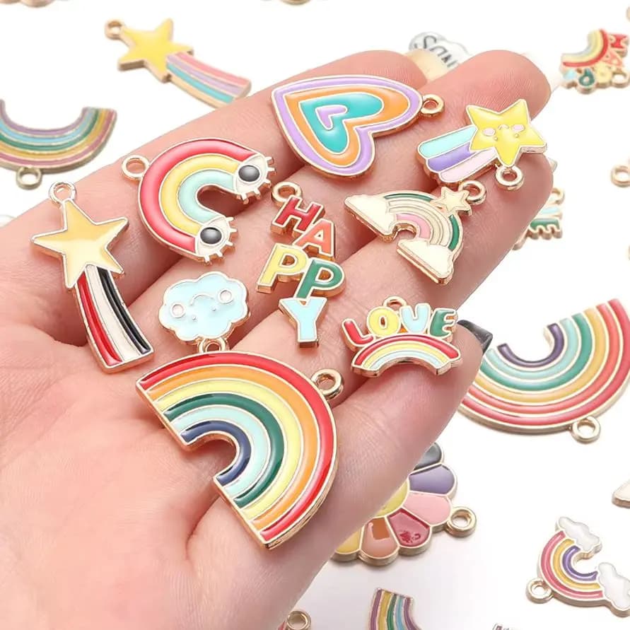 10-40 pcs/Lot Series Rainbow Pendants in Enamel Literary Alloy Pendants And Pendants For FAI Jewels By You That Make Accessories Bracelet Necklace