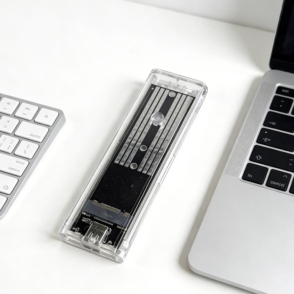Case esterno trasparente per SSD M.2 NGFF SATA Type C USB 3.1 10Gbps, custodia per disco rigido SSD compatibile con 2230/2242/2260/2280