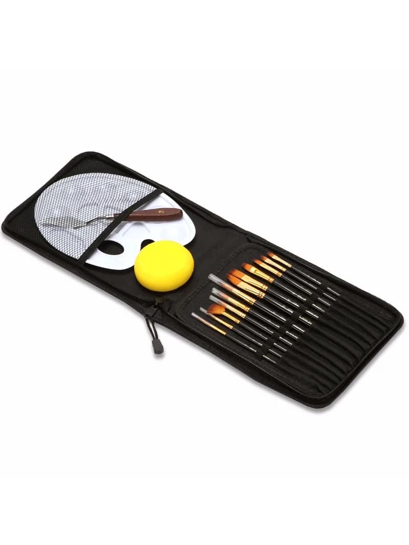 16Pcs Paint Brushes Set Combination Watercolor Oil Paint Palette Knife Nylon Hair Wood Handle Painting Brush Sponge