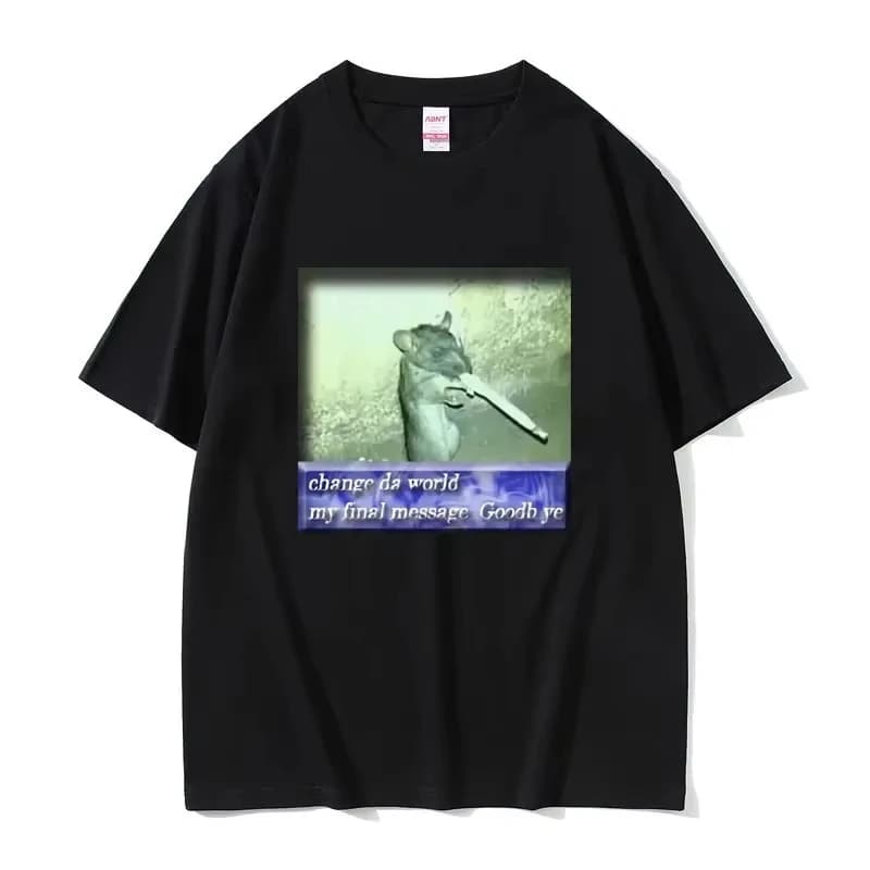 T-shirt con stampa divertente 'Change Da World My Final Message Goodbye' per uomo, maglietta grafica a maniche corte alla moda