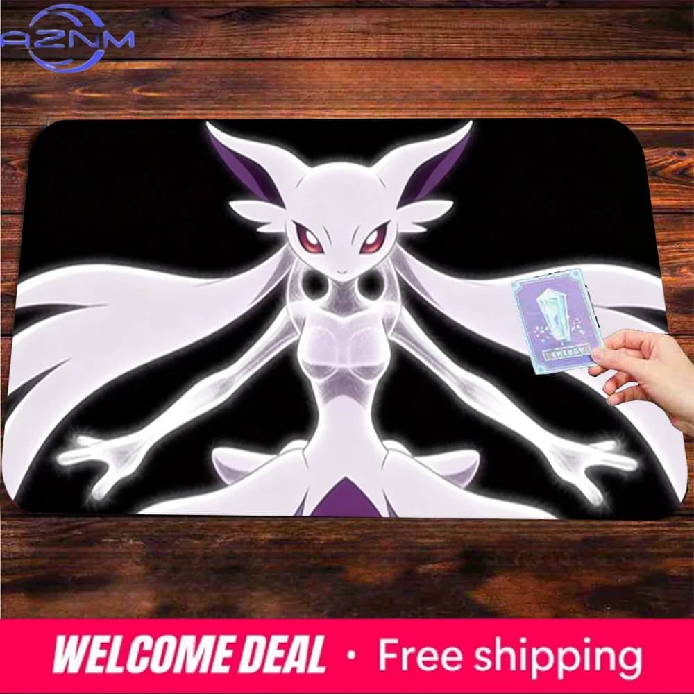 Tappetino da gioco Espeon con sfondo nero e base in gomma antiscivolo