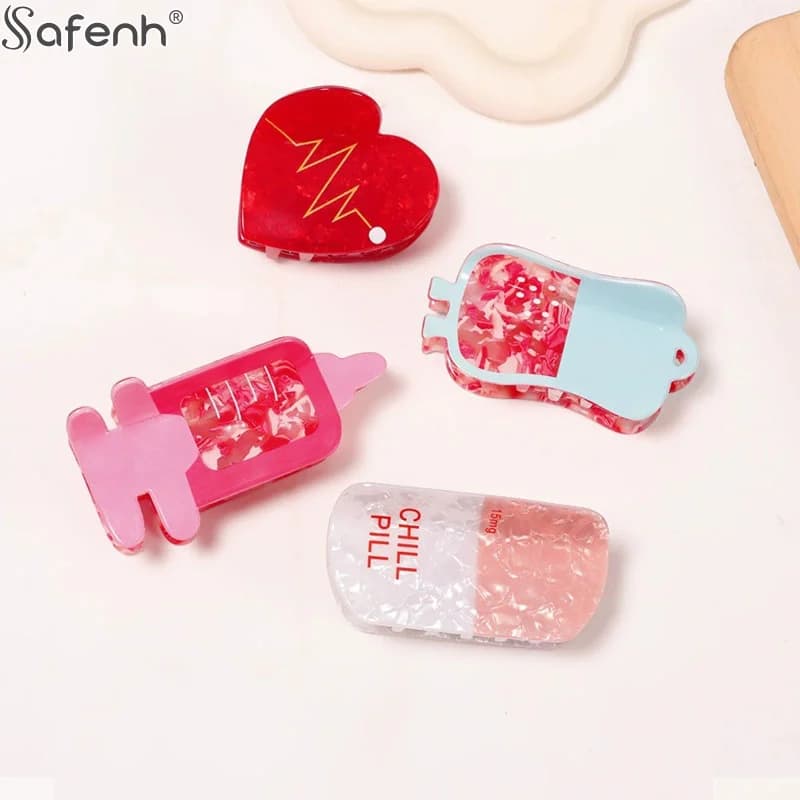 Clip per artigli in acrilico con artigli per capelli serie medica Fermagli per capelli da giorno per infermiere per accessori per capelli da donna