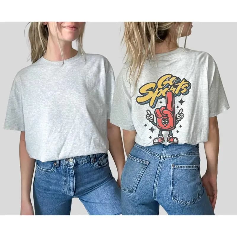 Go Sports T-shirt con dita in schiuma Retro Game Day Back Design Boho Vintage Style
