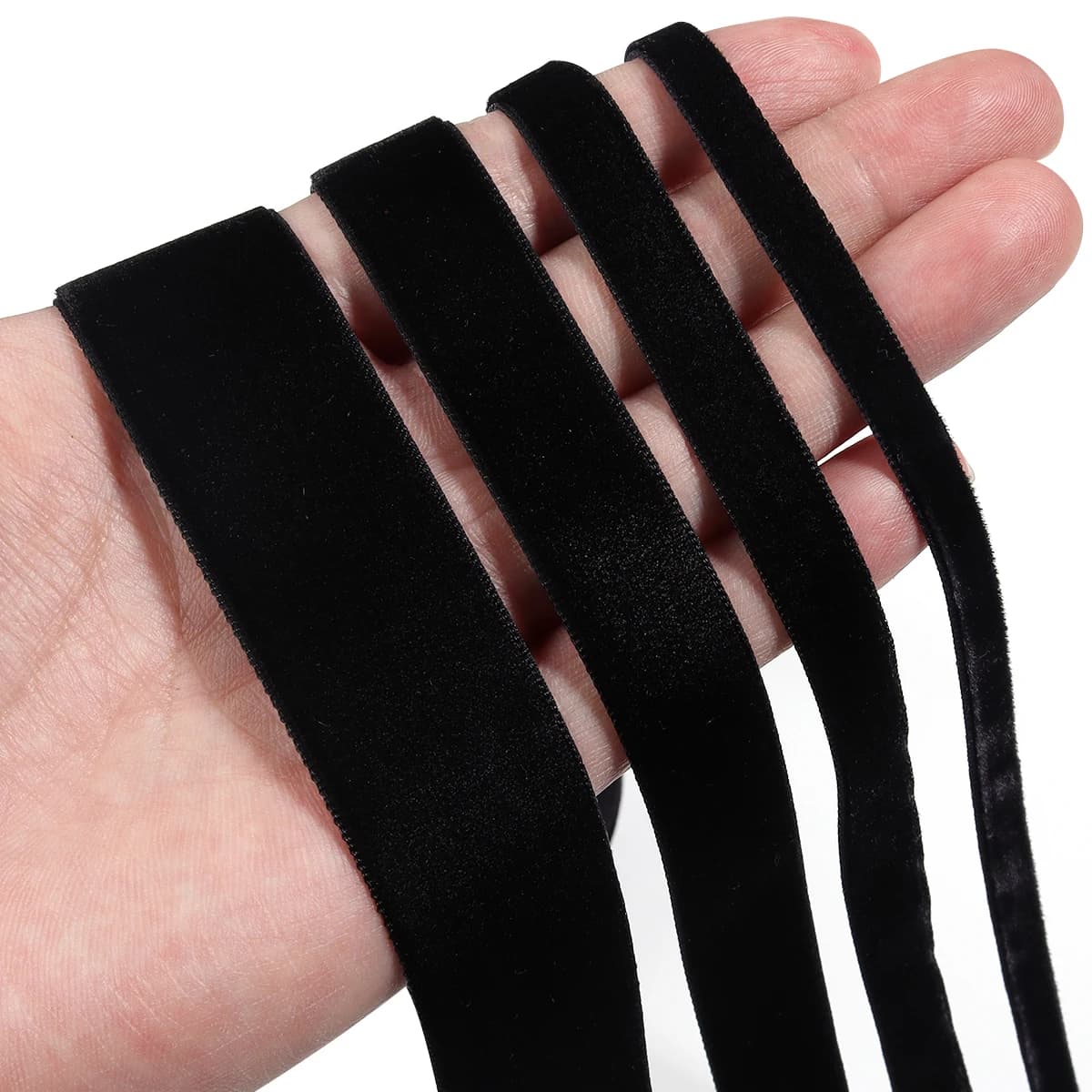 Rotolo di nastro di velluto nero da 5-10 metri Nastro floccato su un solo lato per artigianato fai-da-te Accessori per capelli da cucito Confezioni regalo e gioielli