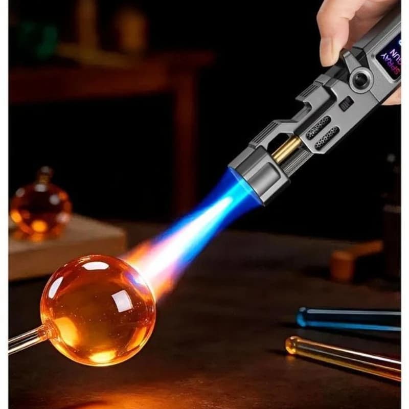 1300 ° Torcia a Butano ad Alta Temperatura, Accendino con Display Digitale e Accensione Elettrica, Torcia da Cucina Ricaricabile USB-C per Saldatura
