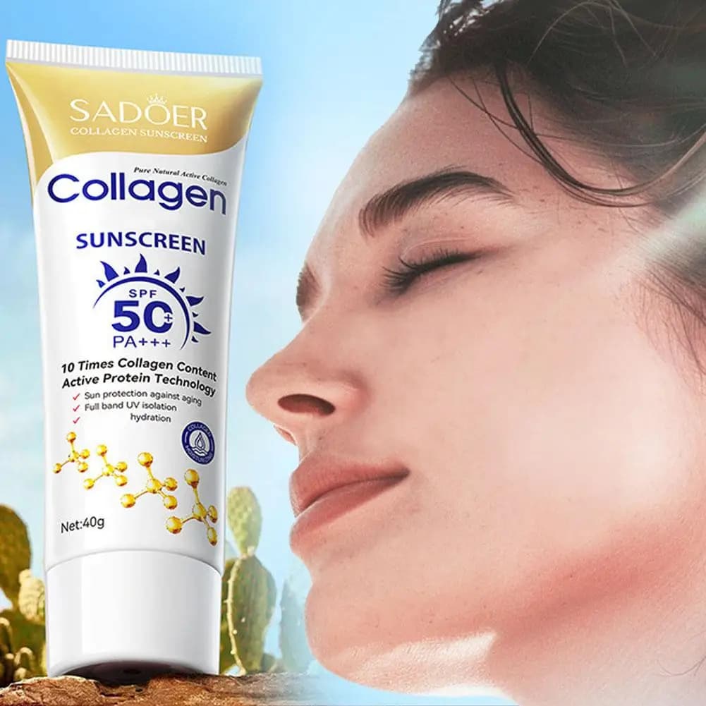 1/2PCS Collagen SPF 50 Sunscreen For Face Hydrating & Moisturizing Broad Spectrum Sunscreen Lightweight, Oil-Free Skin Care