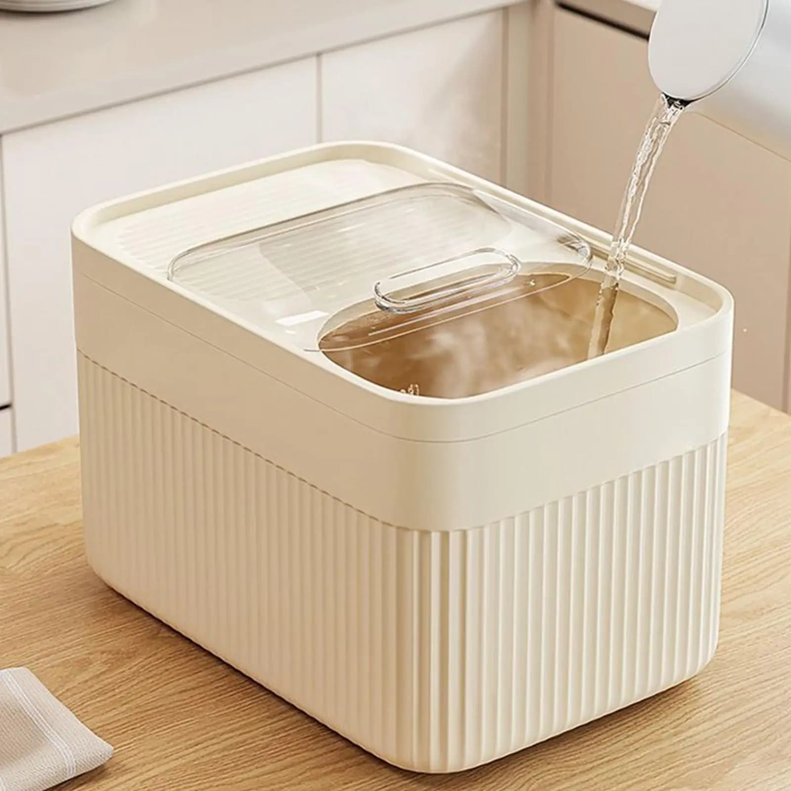 Rice Storage Container Dishwasher-Safe Large Capacity Airtight Cereal Organizer With Measuring Cup Rice Containers Organizer Box