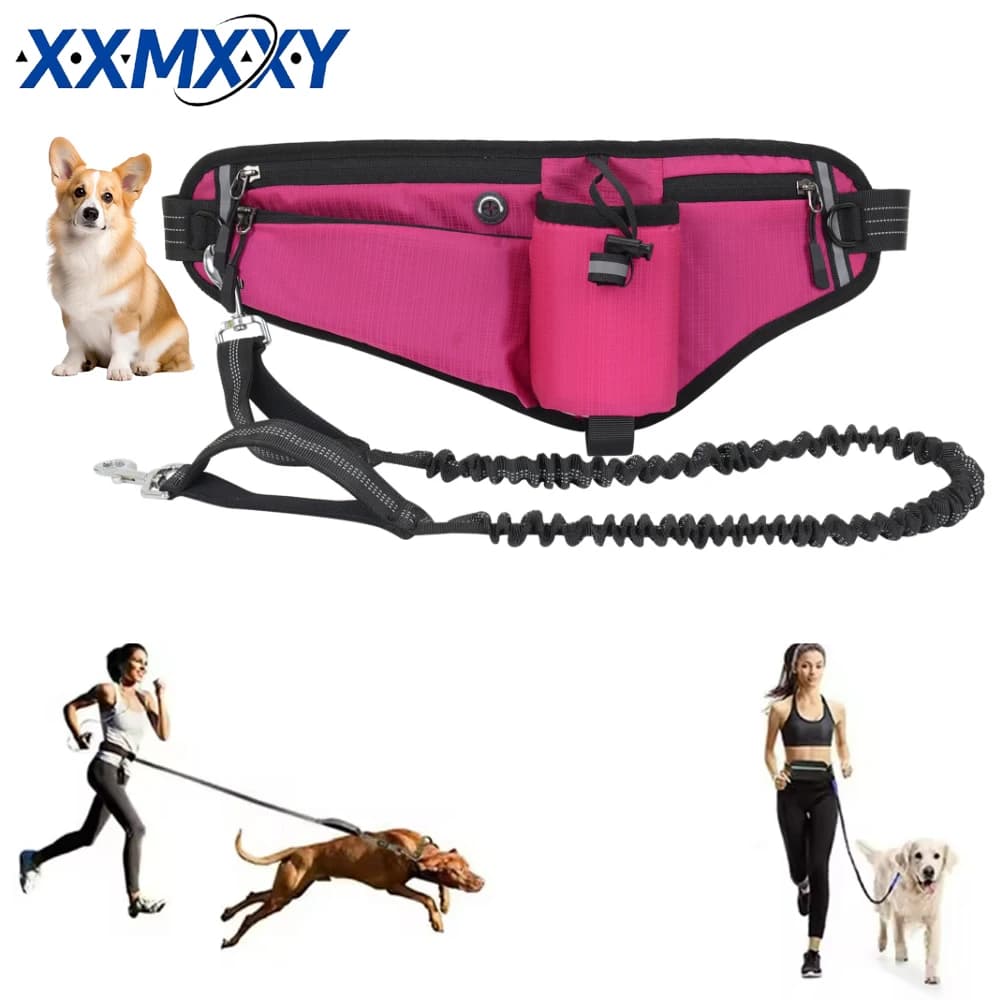 Guinzaglio da corsa per cani 1 pz, in nylon, con marsupio, cintura elastica retrattile, corda di trazione per cani, fibbia riflettente
