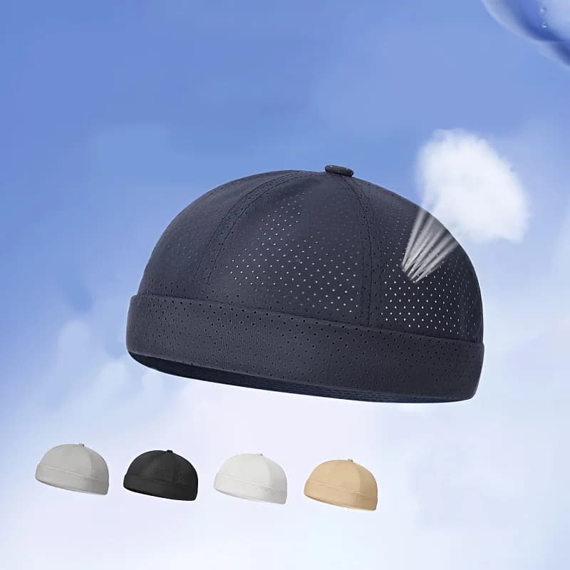 Nuovo Cappello Estivo in Rete ad Asciugatura Rapida, Tinta Unita, Leggero e Regolabile, Cappello Bianco, Traspirante, Stile Hip Hop Tang