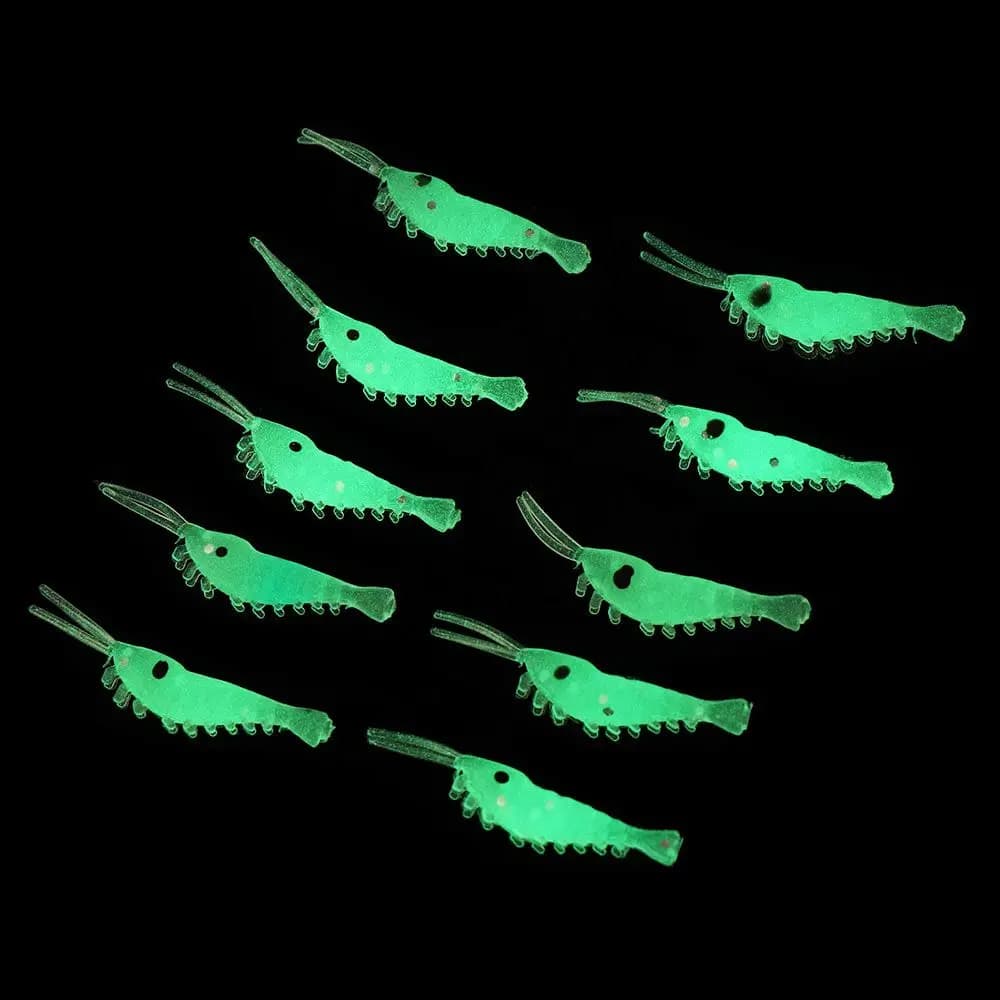 10/20/30/50 pz Nuove Esche Artificiali Luminose da Pesca in Mare a Forma di Gamberetto da 3 cm, in Silicone, con Amo, per la Pesca a Gamberetti
