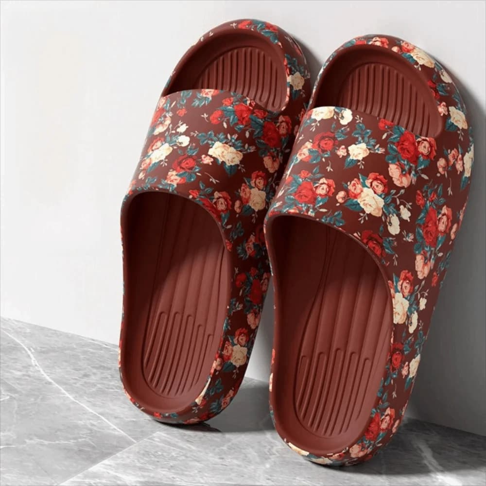 Fashion Floral Printed Slippers Thick Sole Anti-Slip Non Slip Slippers Casual Shoes Summer