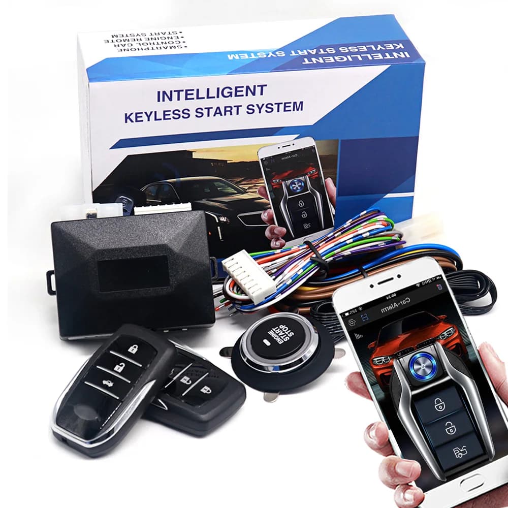 Avviamento remoto del sistema di arresto di avvio automatico di allarme per auto universale APP con pulsante di accensione del motore di avvio automatico per kit di accesso senza chiave per auto