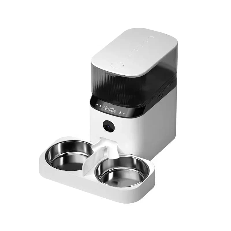 Distributore di cibo intelligente per animali domestici, resistente e robusto, con piedini regolabili in altezza, doppia ciotola, pannello con pulsanti touch screen, per gatti.