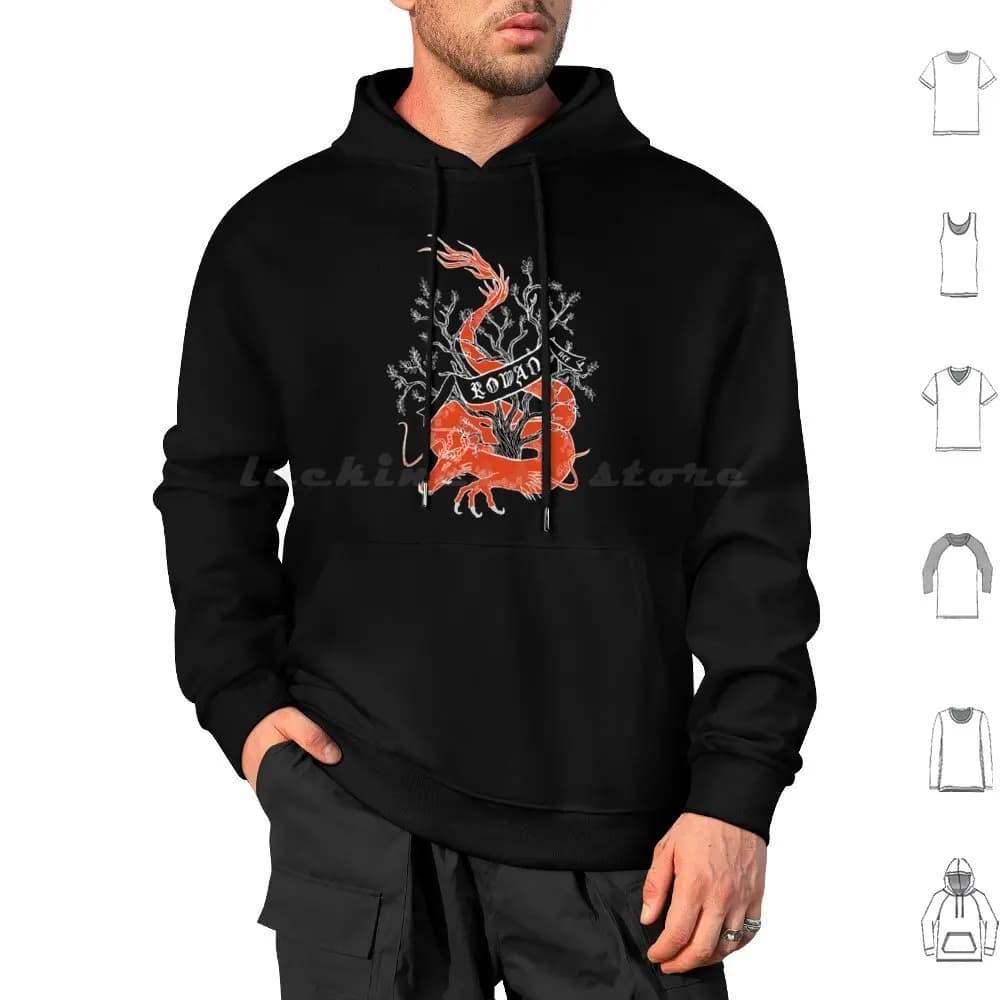 Rowan House-Black Version Hoodie in cotone a maniche lunghe