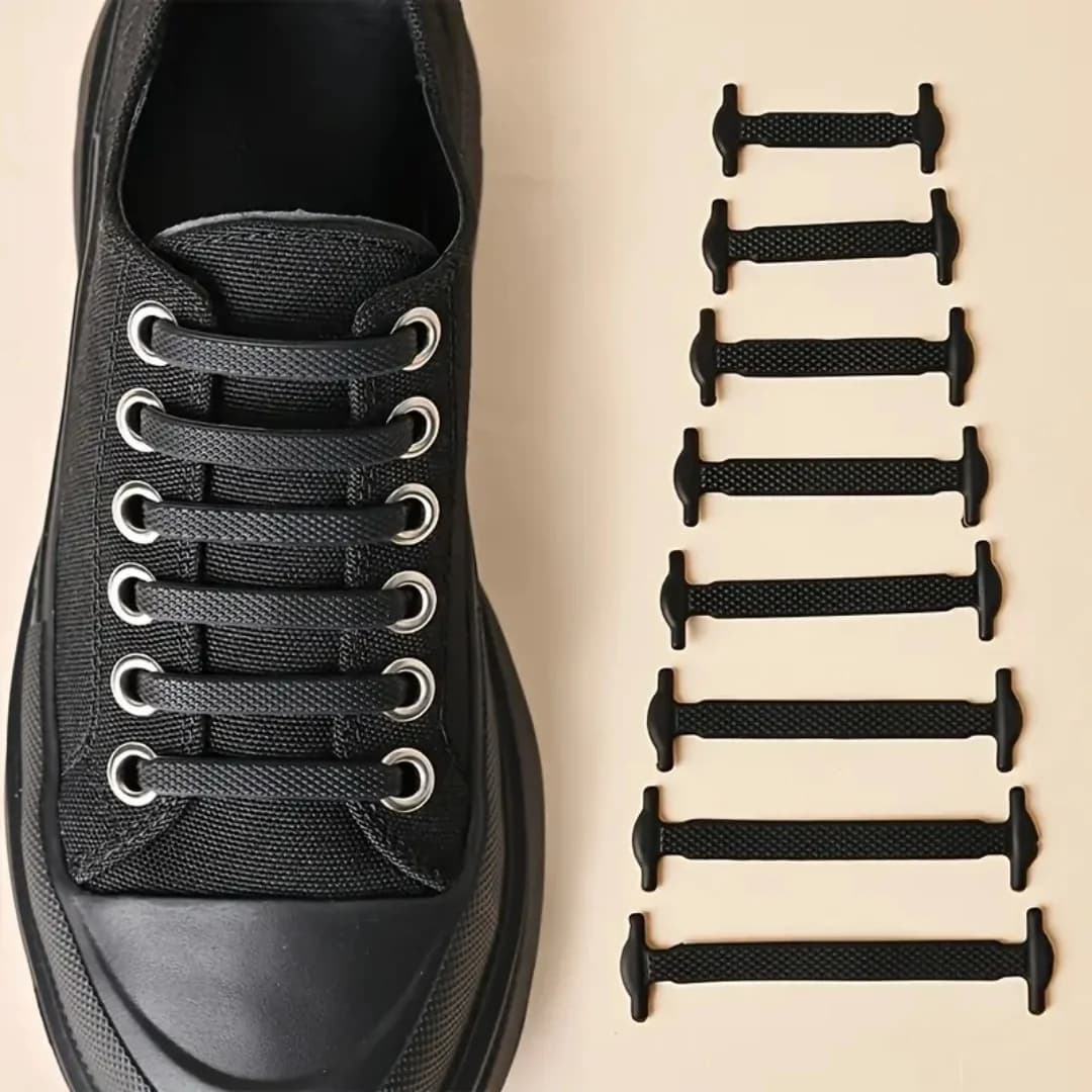 Unisex 16Pcs Silicone Stretch Rubber No Tie Shoelaces Elastic Lazy Shoe Laces Fashion Accessory Fit All Sneakers