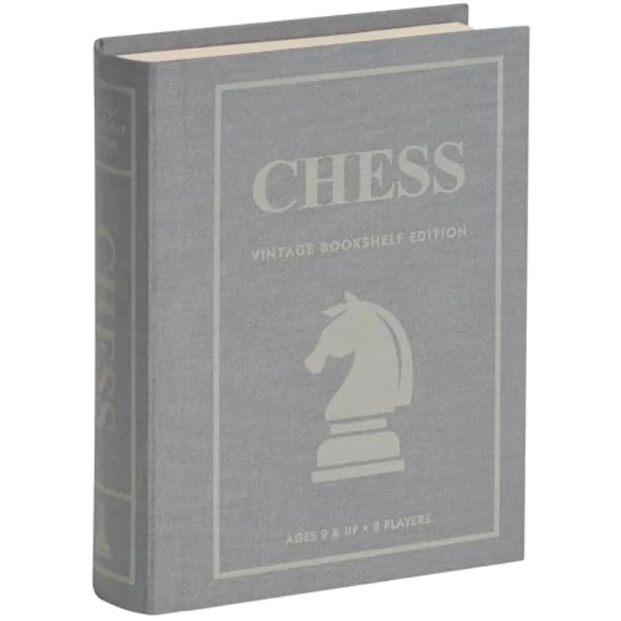 Che nta Bookhelf Edin, Claic trategy Game et in Linen Wrapped Book Box and lipcae - Full ize Folding Board, Wooden Piece - Che