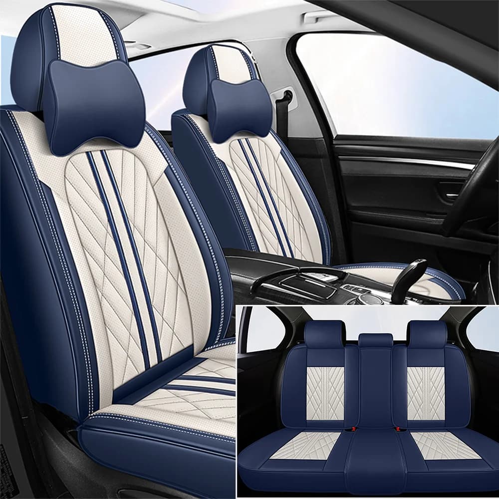 Set of waterproof and breathable universal seat covers in soft Napa leather for cushion protection. Suitable for sedan and SUV