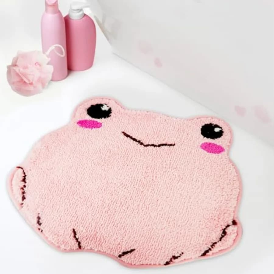 Bathroom Rug, Soft Frog Bath Rugs, Absorbent Non Slip Bathroom Mat for Shower, Tub and Room, Mache Wash * ch