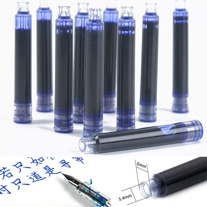 50pcs/bag Replaceable Ink Cartridge for Fountain Pen,Disposable Ink Pen Refills with 3.4mm Bore Diameter,Ink Sac for Writing