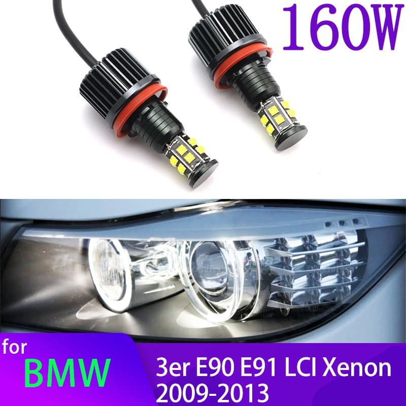 160W LED Bianco Angel Eye Halo Anello di Luce di Illuminazione Automatica 6000K Per BMW Serie 3 E90 E91 LCI Xenon 2009-2013 accessori