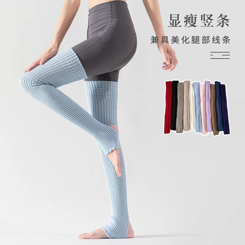 Women's Yoga Thigh-high Leg Warmers with Leg Protection, Long Tube Leg Coverings, Foot-stretching Knee-length Socks About 75cm