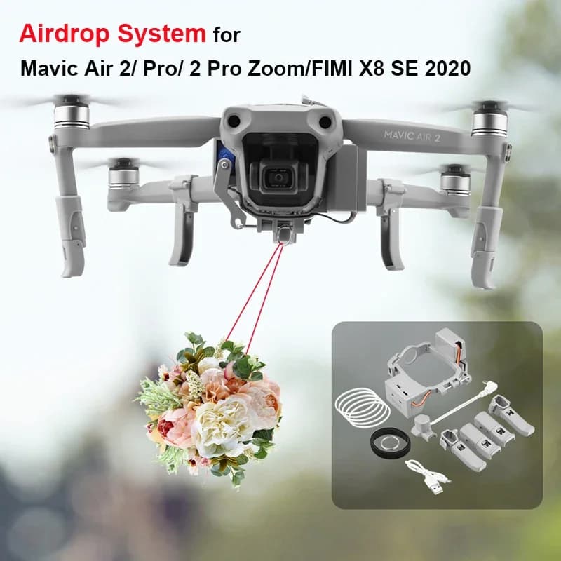 Sistema Airdrop per DJI Mavic Air 2/2S/3/2 Pro Zoom/Pro/FIMI Esca da pesca Anello nuziale Regalo Consegna vita Salvataggio Lanciatore remoto