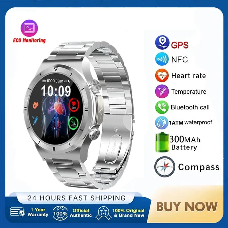 GEJIAN Nuovo Smartwatch per Salute ed Esercizio Fisico con Monitoraggio Frequenza Cardiaca, Ossigeno nel Sangue, Pressione Sanguigna, GPS e Chiamate BT