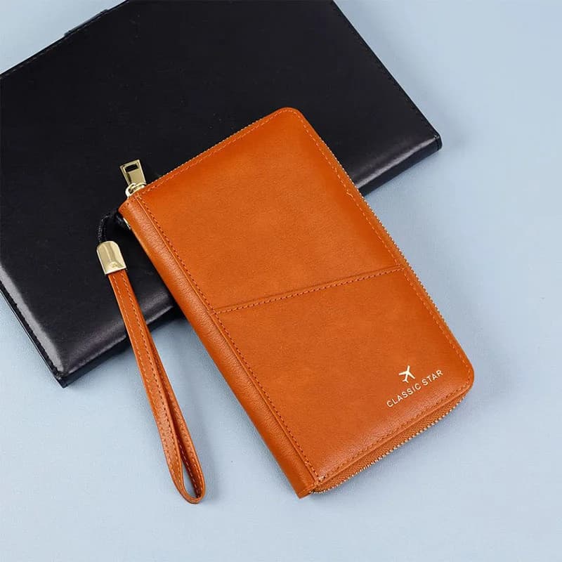 Custodia per passaporto sicura RFID Custodia per passaporto in pelle PU Portafoglio da viaggio Porta carte multifunzionale Accessori da viaggio Gadget