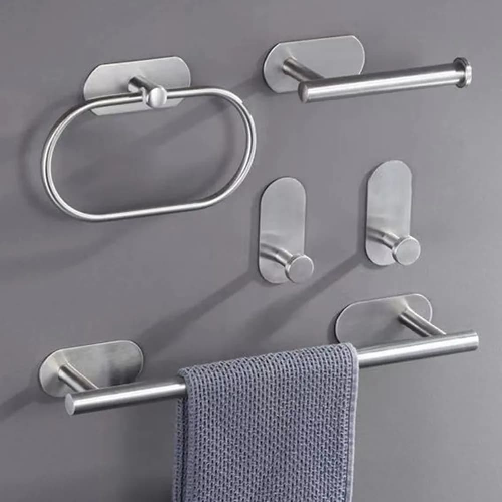 Set di accessori per il bagno autoadesivo portasciugamani da parete portasciugamani in acciaio inossidabile nero opaco Set di Hardware per il bagno
