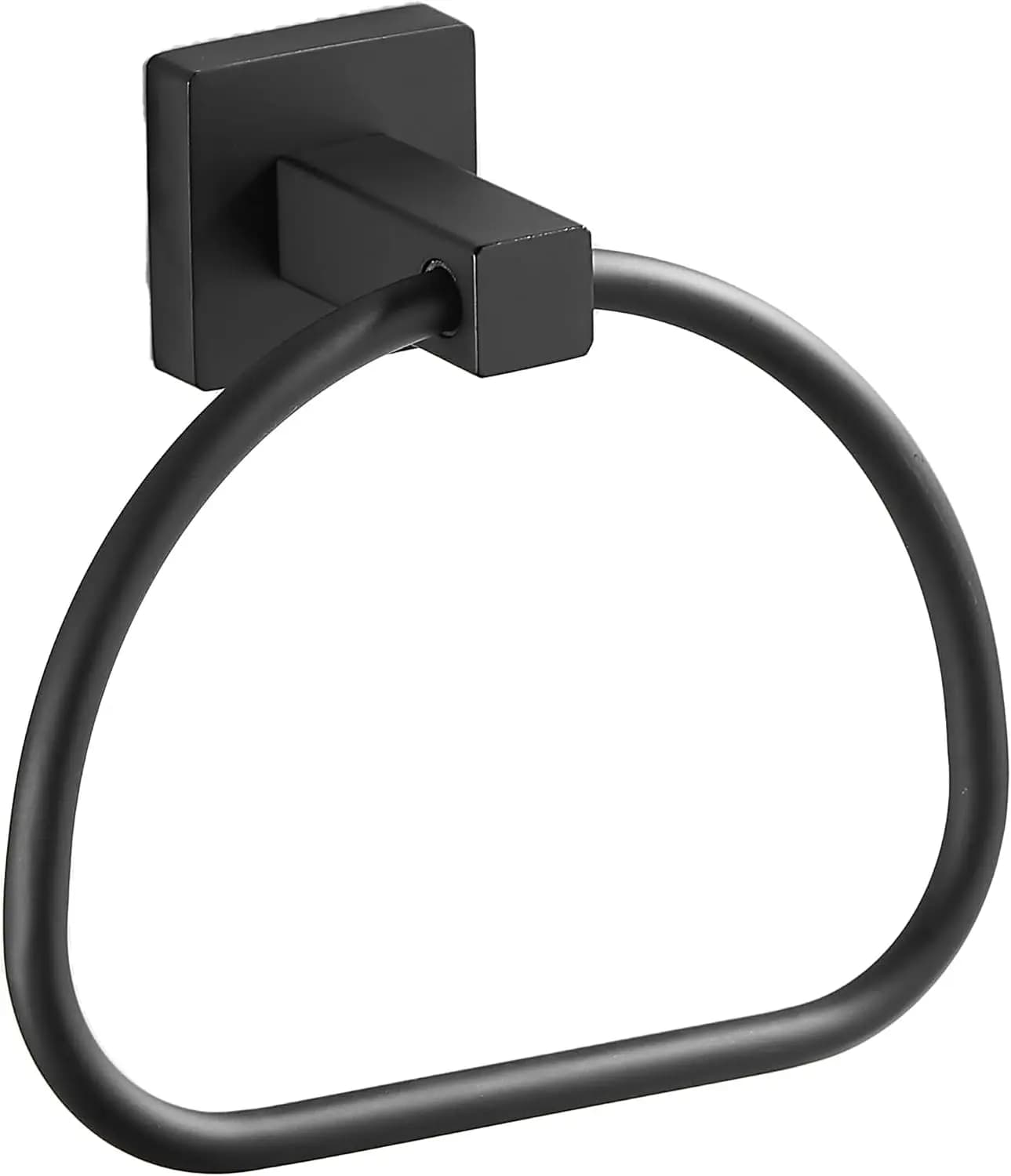 Half Round Hand Towel Holder, Matte Black Bathroom Towel Ring with 180° Rotation, Wall Mounted