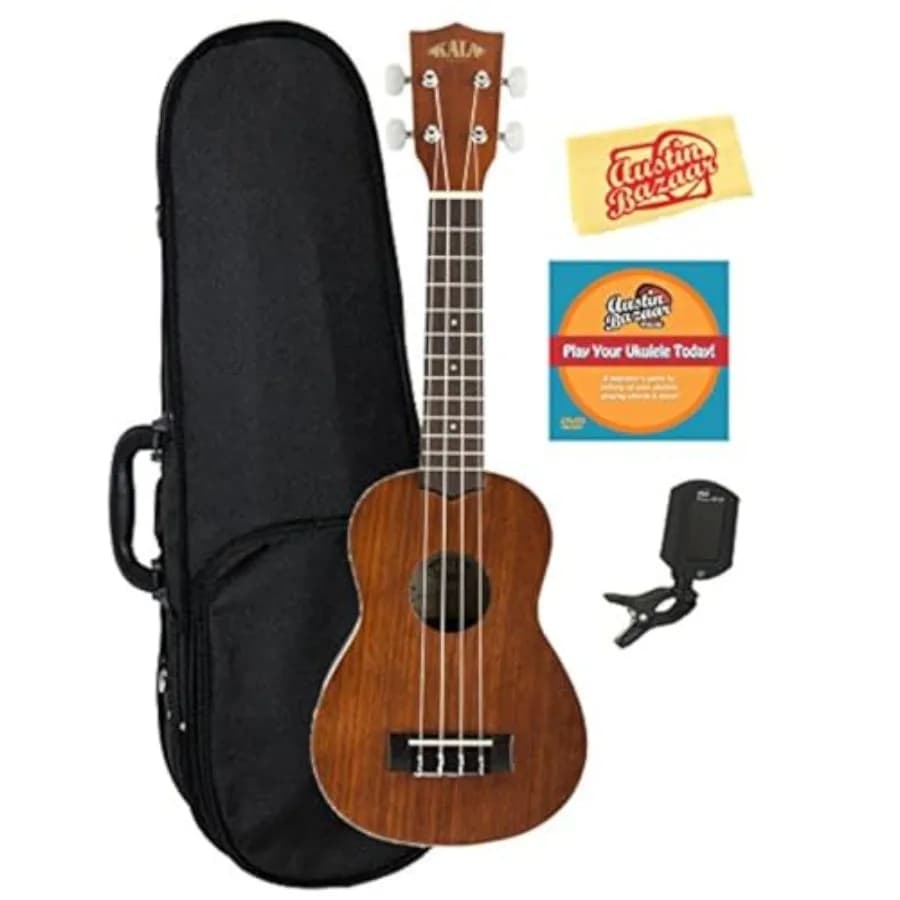 KA-S Ukulele Soprano in Mogano con Custodia Rigida, Accordatore e Panno per Lucidatura