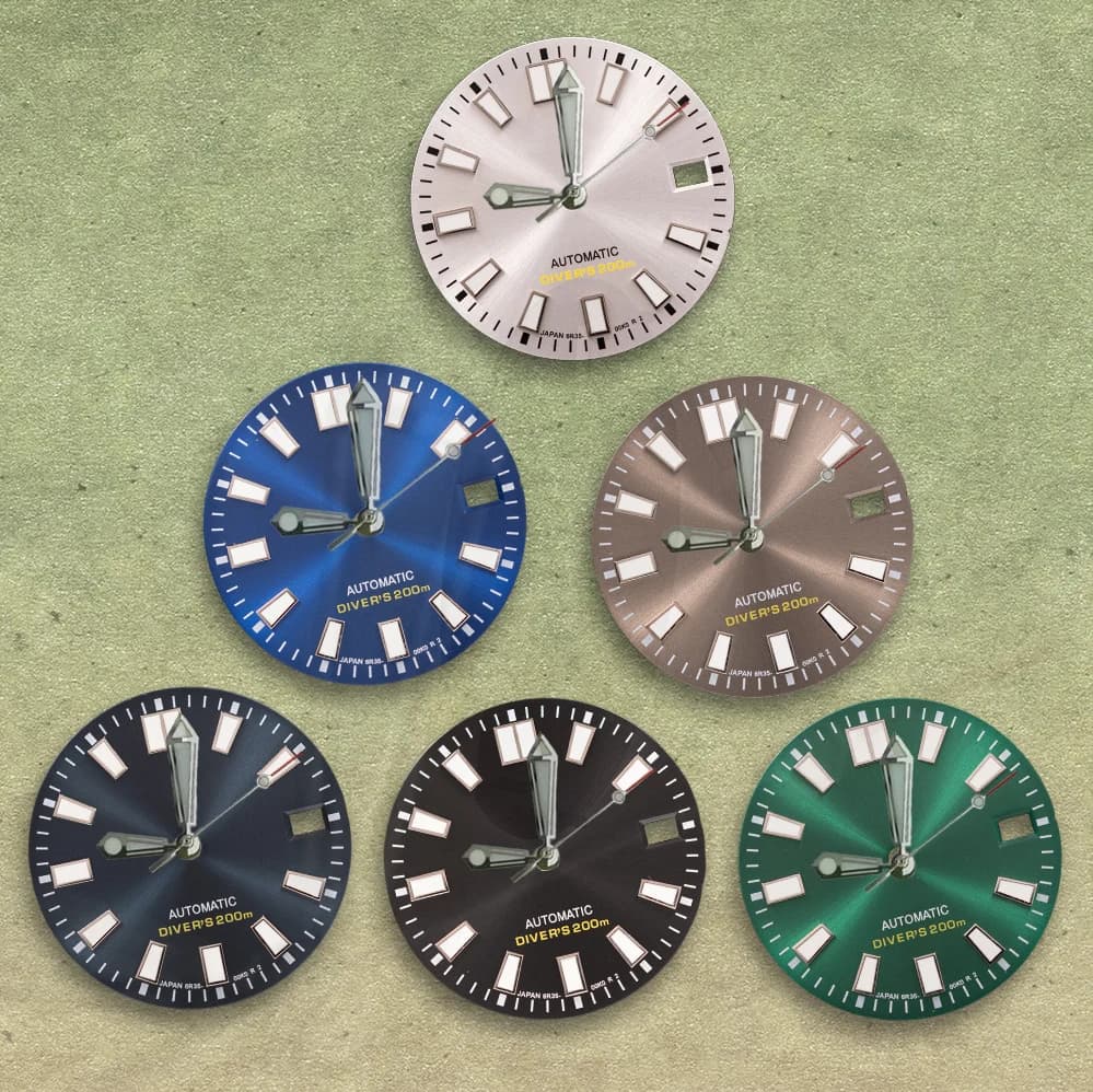 Men's watches with NG S logo, 28.5 mm Sunray black dial, NH35 movement, C3 green luminescence, watches modification accessories, spare parts.