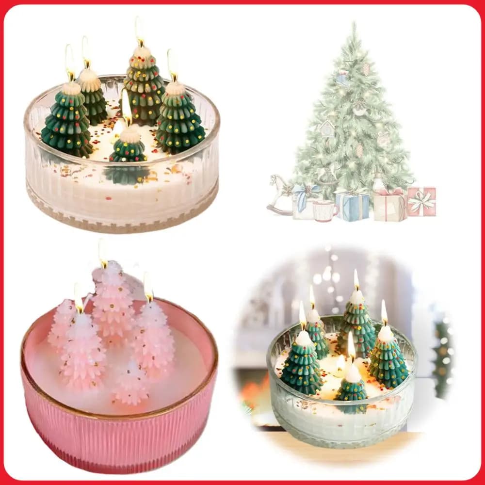 Christmas Tree Candle Christmas Decorations Indoor Holiday Candle Christmas Tree Cedar Forest Candles Xmas Gifts Home Decoration